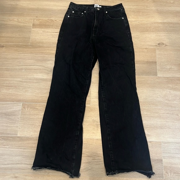 Princess Polly Denim - Princess Polly wide leg jeans with distresses bottom.